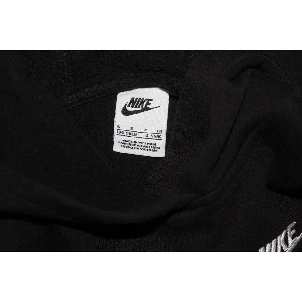 Nike Fleece Cotton Poly Hoodie Kids Sz. 5 Black Pullover Embroidered Logo
